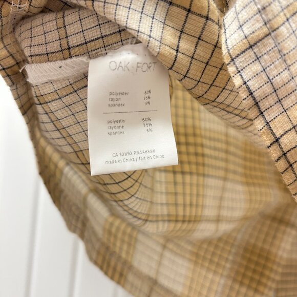 OAK + FORT Plaid Short Sleeve Button Up Top - Size M - Picture 5 of 8